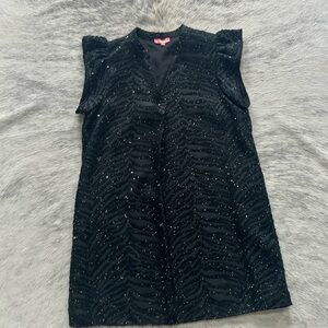 THML black on black animal print shift dress with sequins, size XL